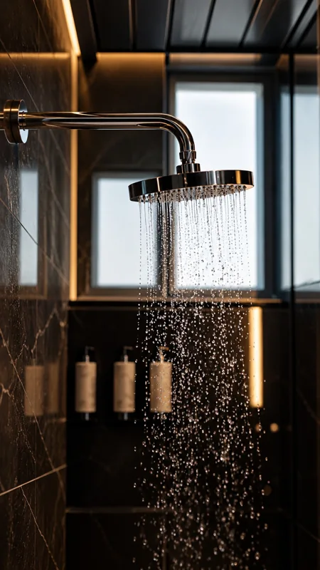 Rain shower in a guest bathroom at Amāra Hotel