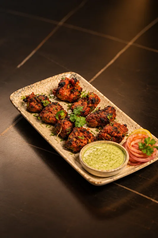 Chicken kebab platter served at Telugu Theory